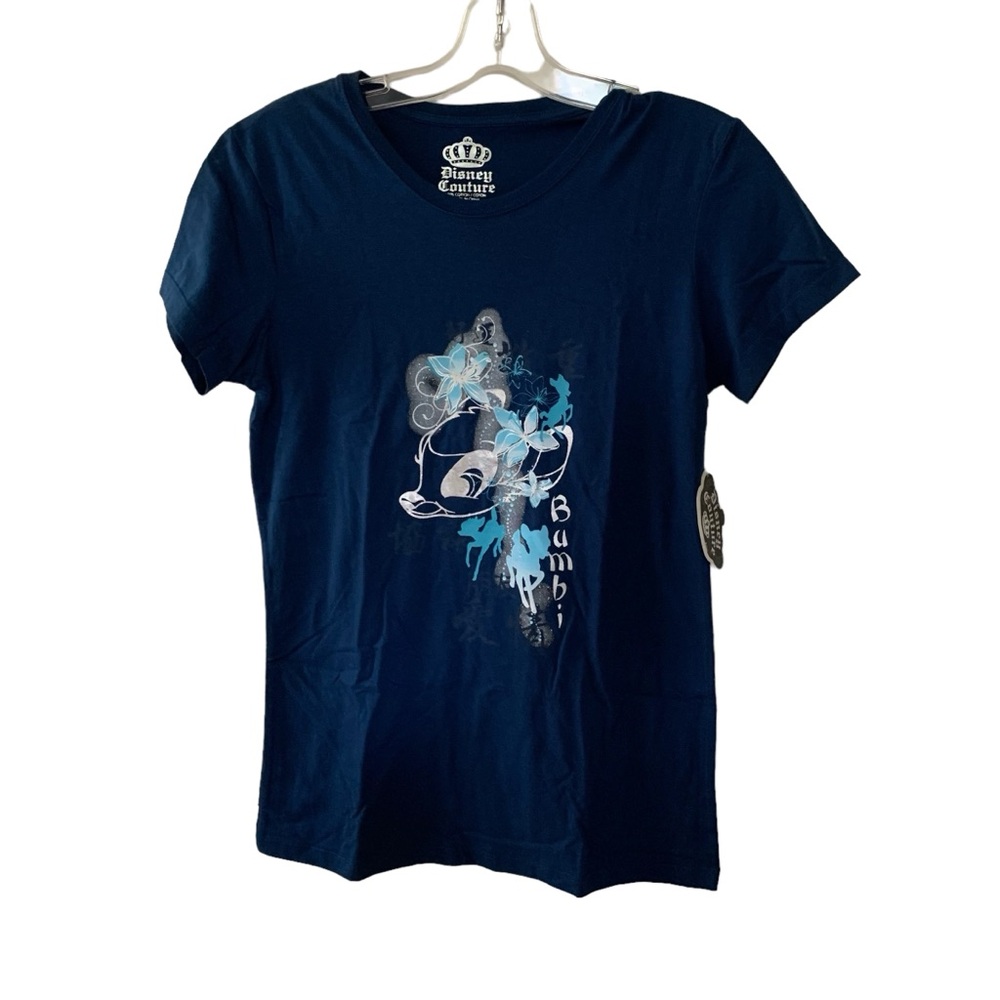 VTG Disney Couture Y2K Women’s Bambi Baby T Shirt Navy Blue Silver Size M & L